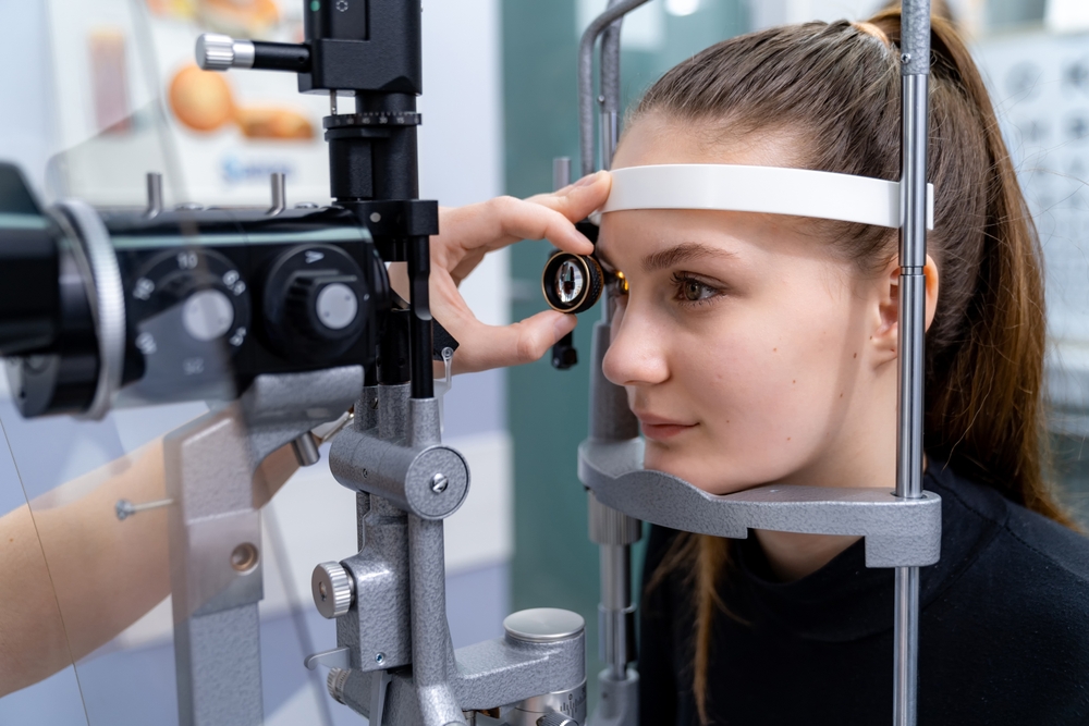 A patient undergoes a thorough slit lamp evaluation using modern diagnostic equipment to assess the cornea, lens, and overall ocular health with enhanced clarity and accuracy - Our Technology